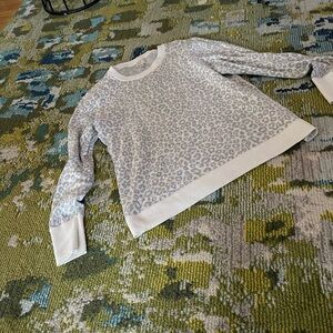 a new day Light Gray Leopard-Print Crewneck Sweater